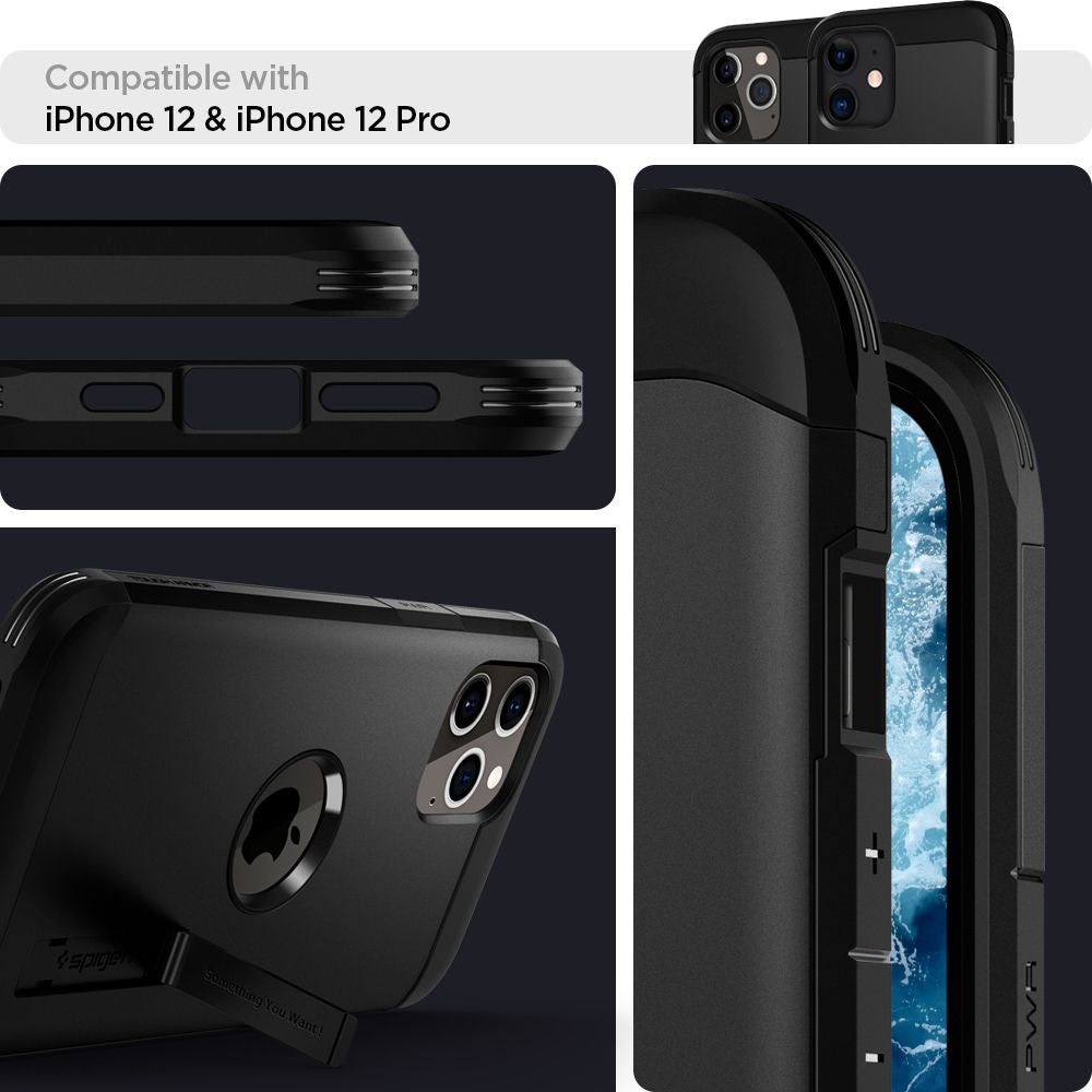 COPERTURA SPIGEN TOUGH ARMOR IPHONE 12/12 PRO NERA