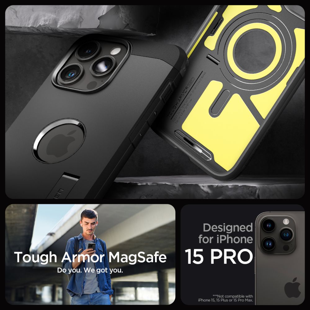COPERTURA SPIGEN TOUGH ARMOR MAG MAGSAFE IPHONE 15 PRO NERA
