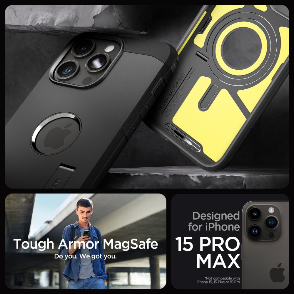COPERTURA SPIGEN TOUGH ARMOR MAG MAGSAFE IPHONE 15 PRO MAX NERA