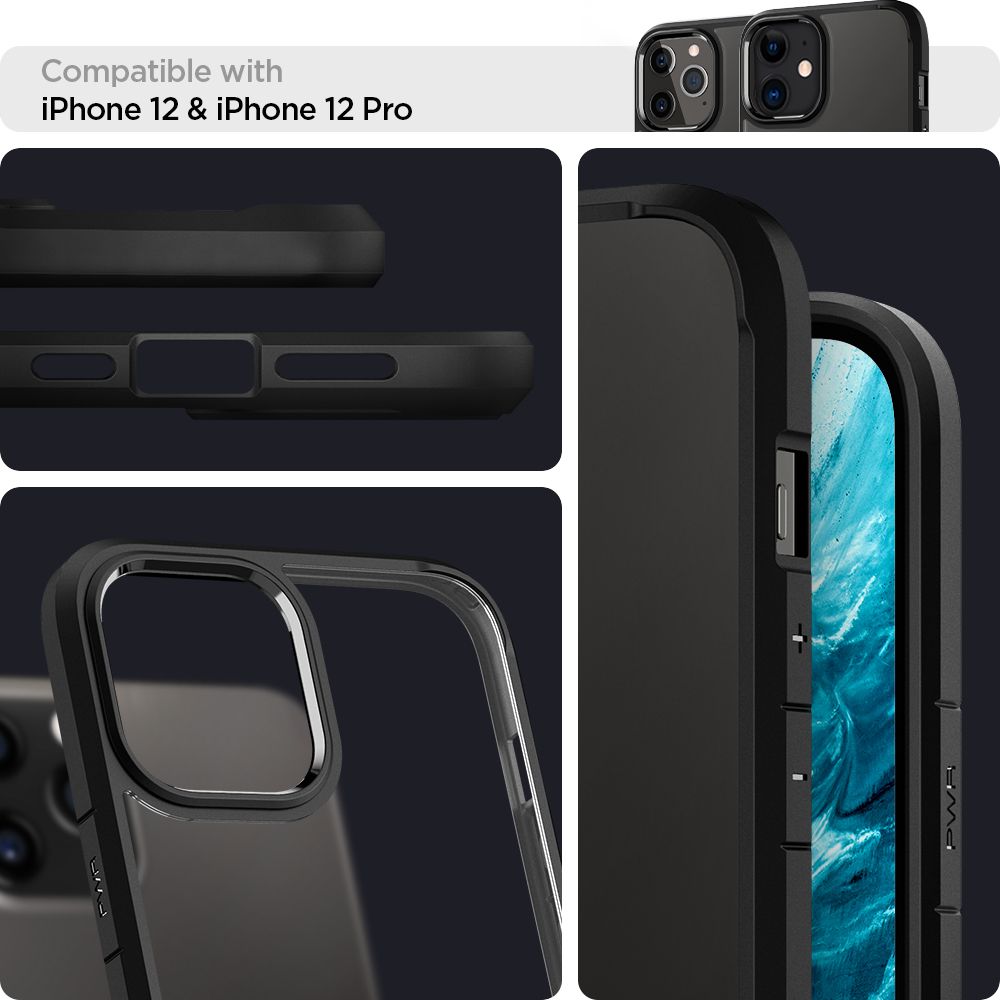 COPERTURA SPIGEN ULTRA HYBRID IPHONE 12/12 PRO NERO OPACO