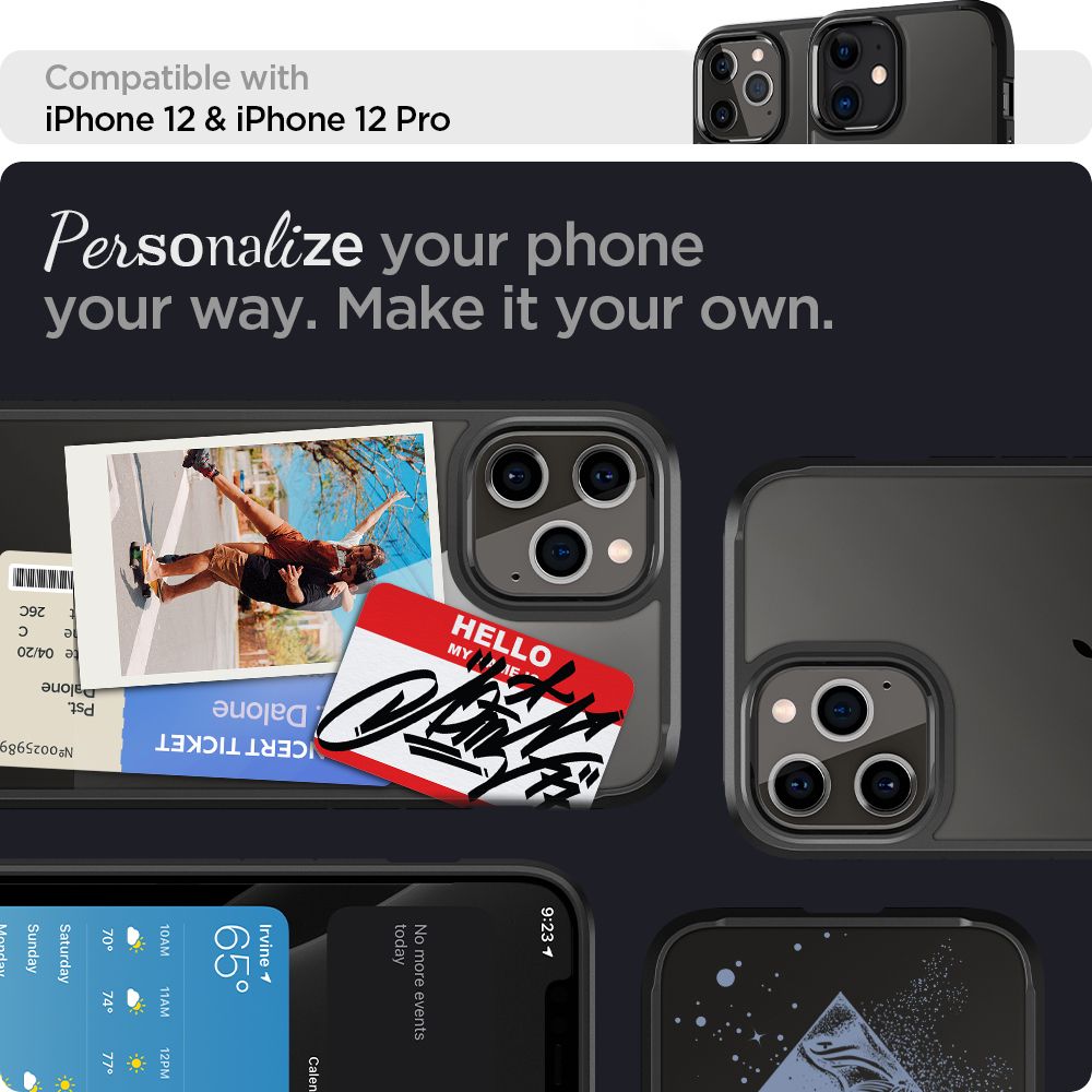 COPERTURA SPIGEN ULTRA HYBRID IPHONE 12/12 PRO NERO OPACO