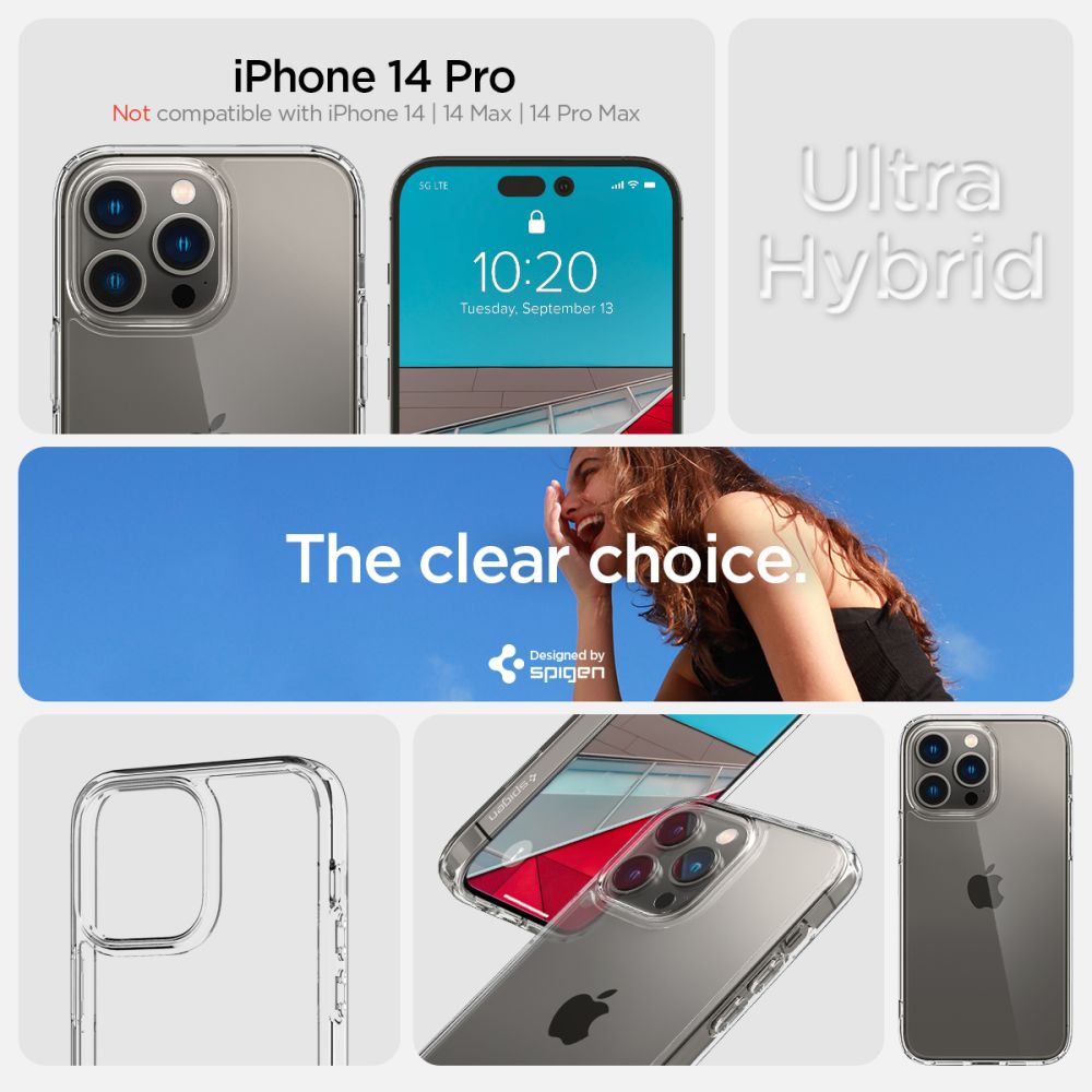 COPERTURA SPIGEN ULTRA HYBRID IPHONE 14 PRO CRYSTAL CLEAR