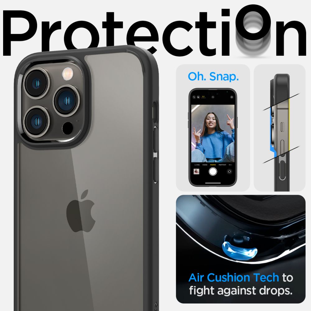 COPERTURA SPIGEN ULTRA HYBRID IPHONE 14 PRO NERO OPACO