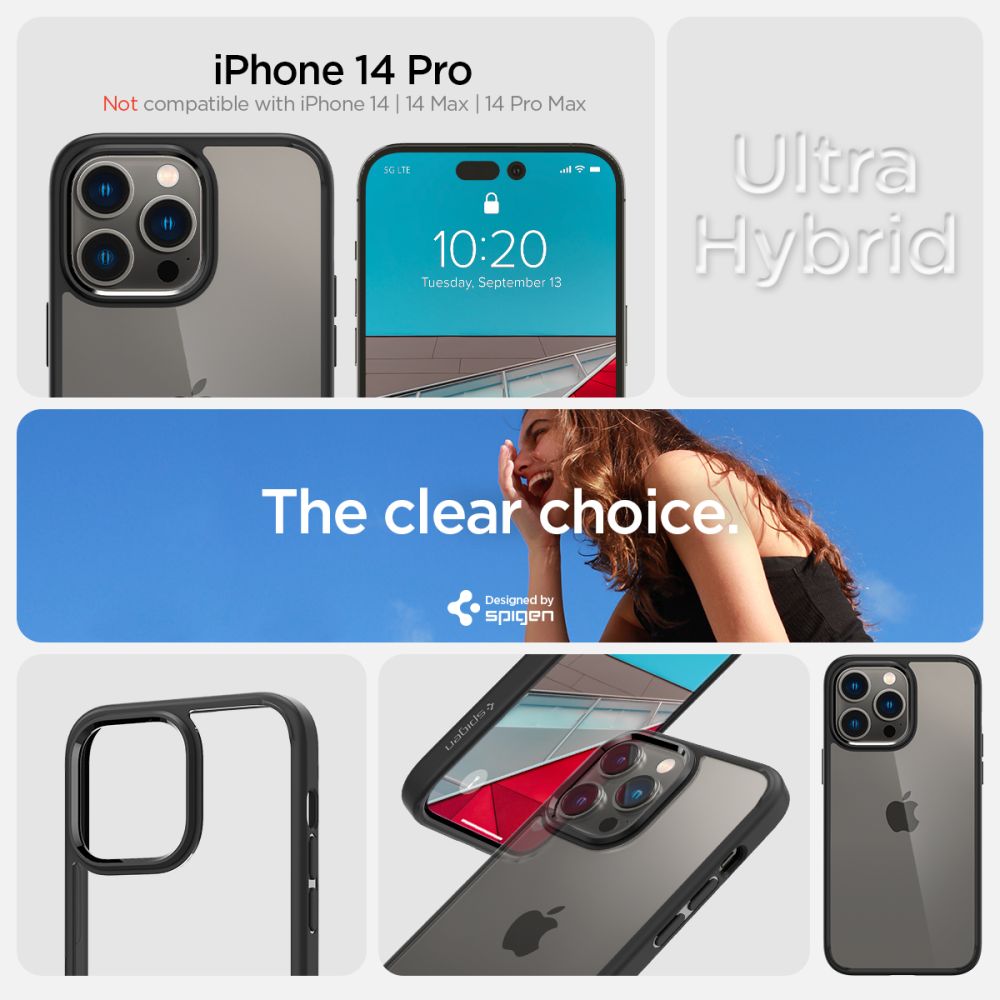 COPERTURA SPIGEN ULTRA HYBRID IPHONE 14 PRO NERO OPACO