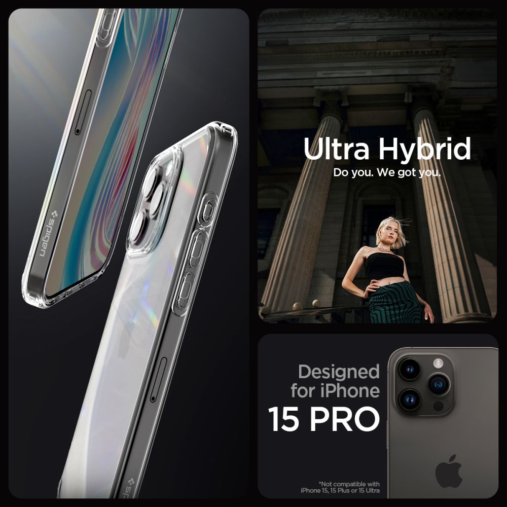 COPERTURA SPIGEN ULTRA HYBRID IPHONE 15 PRO CRYSTAL CLEAR