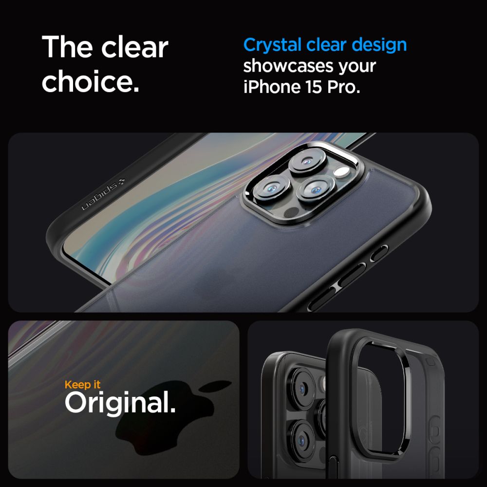 COPERTURA SPIGEN ULTRA HYBRID IPHONE 15 PRO FROST BLACK