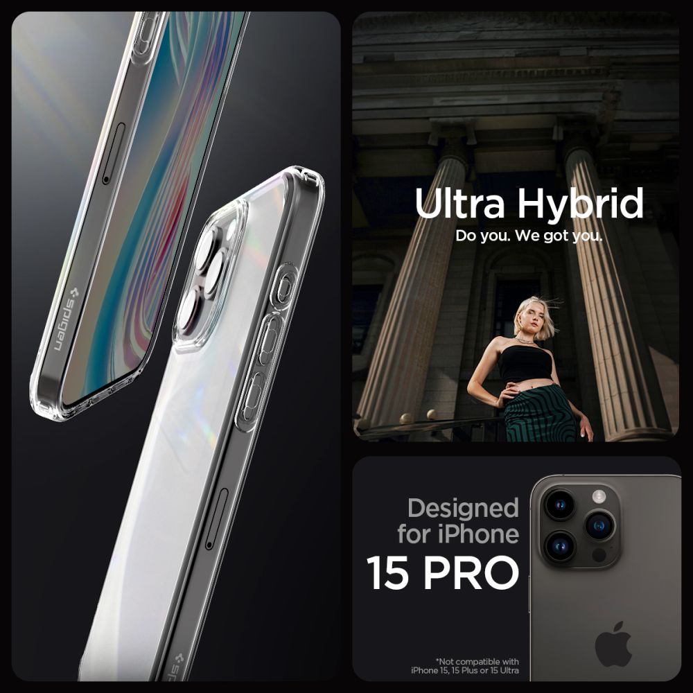 COPERTURA SPIGEN ULTRA HYBRID IPHONE 15 PRO FROST CLEAR