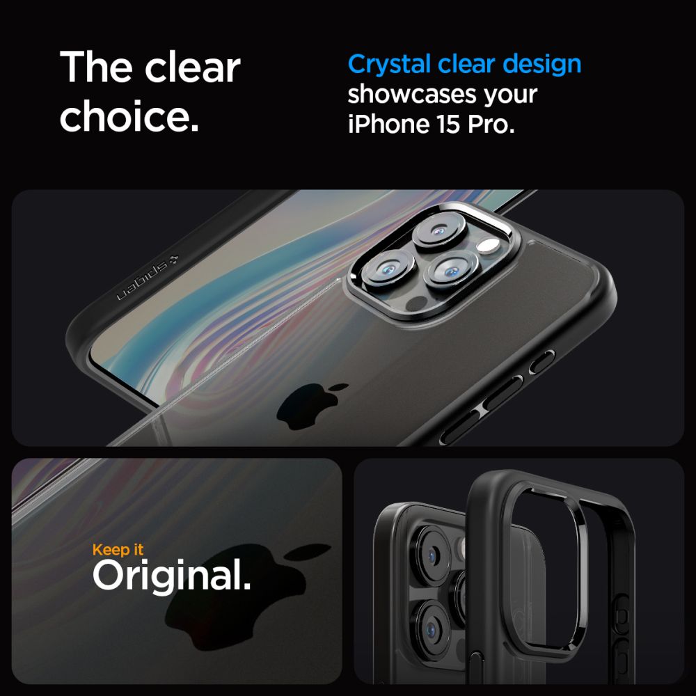 COPERTURA SPIGEN ULTRA HYBRID IPHONE 15 PRO NERO OPACO