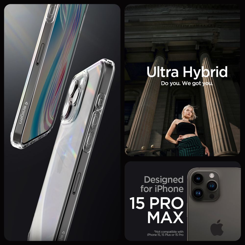 COPERTURA SPIGEN ULTRA HYBRID IPHONE 15 PRO MAX CRYSTAL CLEAR