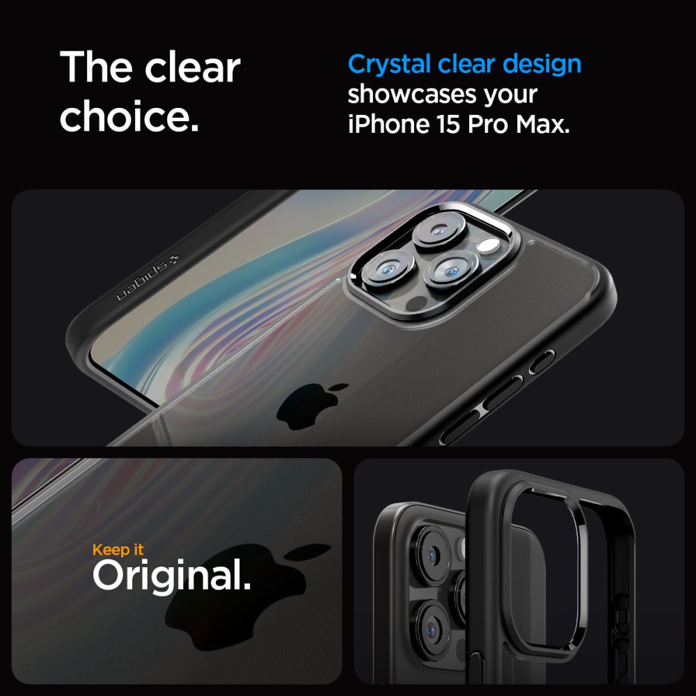 COPERTURA SPIGEN ULTRA HYBRID IPHONE 15 PRO MAX NERO OPACO