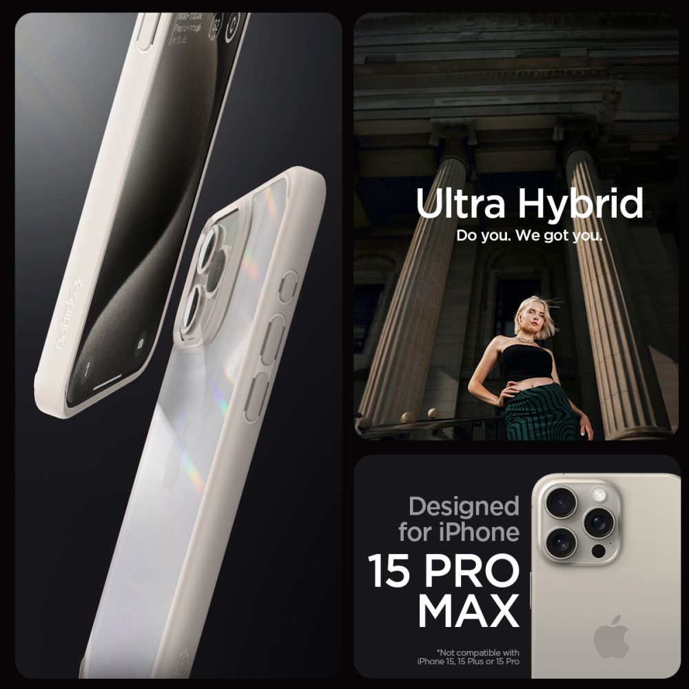 COPERTURA SPIGEN ULTRA HYBRID IPHONE 15 PRO MAX TITANIO NATURALE