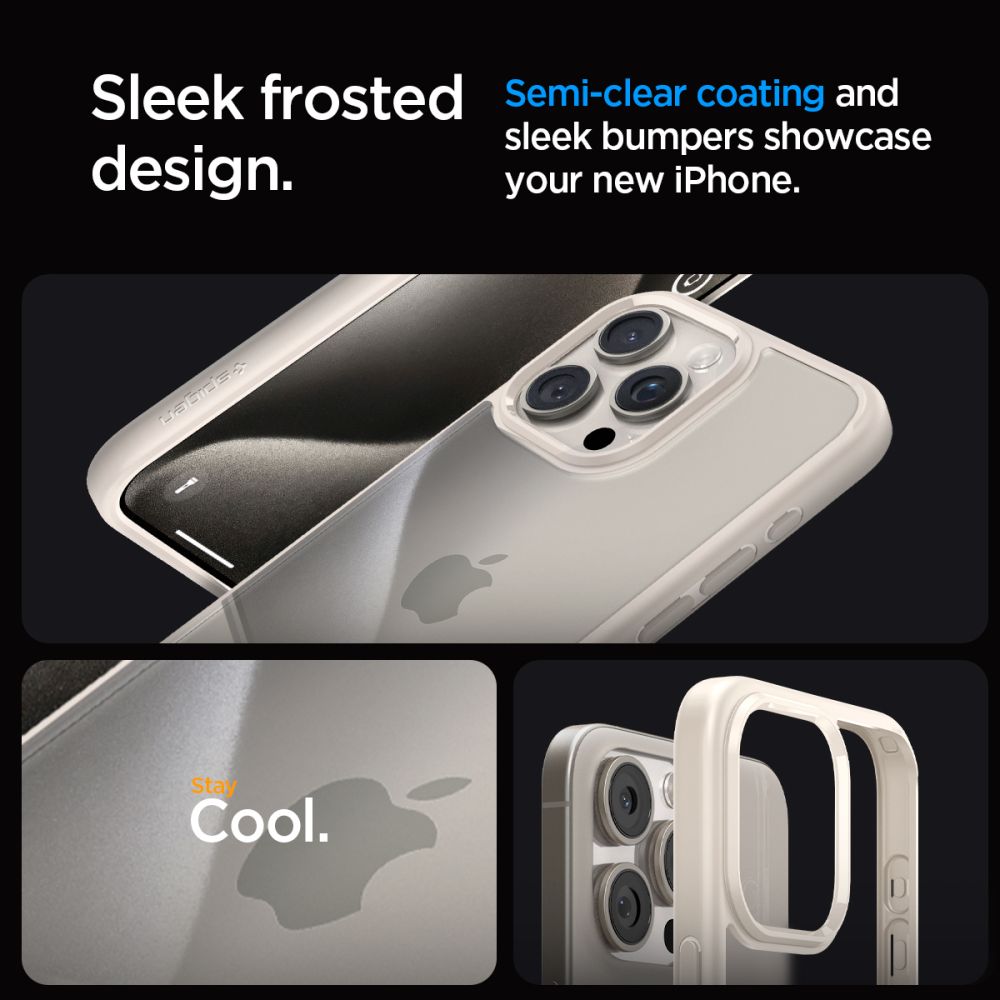 COPERTURA SPIGEN ULTRA HYBRID IPHONE 15 PRO MAX TITANIO NATURALE
