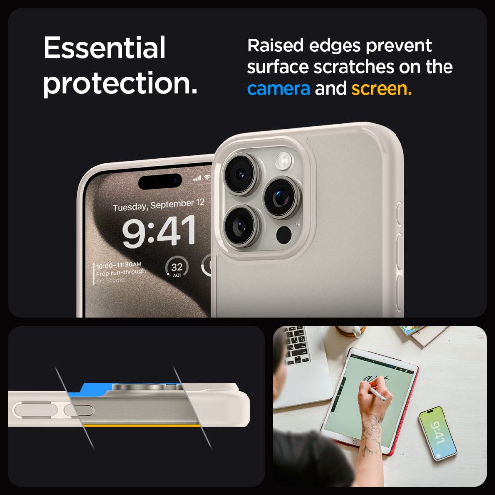 COPERTURA SPIGEN ULTRA HYBRID IPHONE 15 PRO TITANIO NATURALE