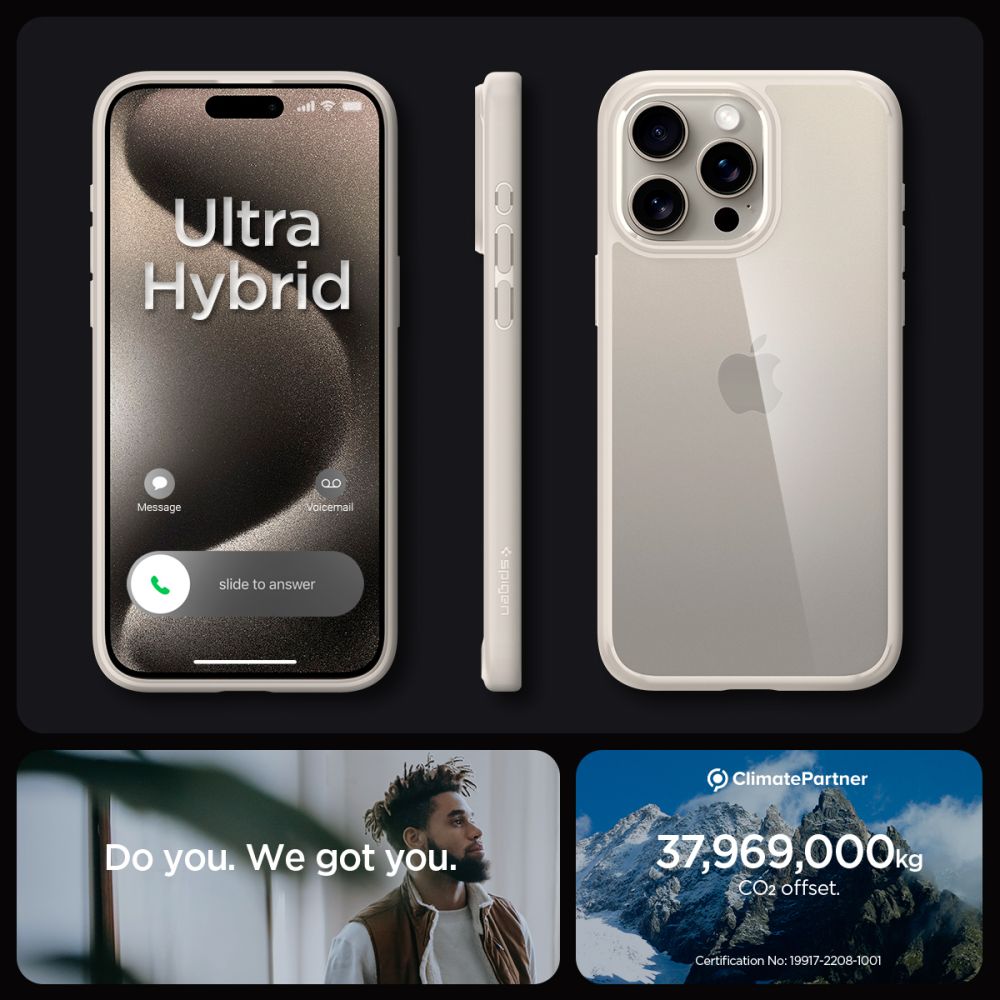 COPERTURA SPIGEN ULTRA HYBRID IPHONE 15 PRO TITANIO NATURALE