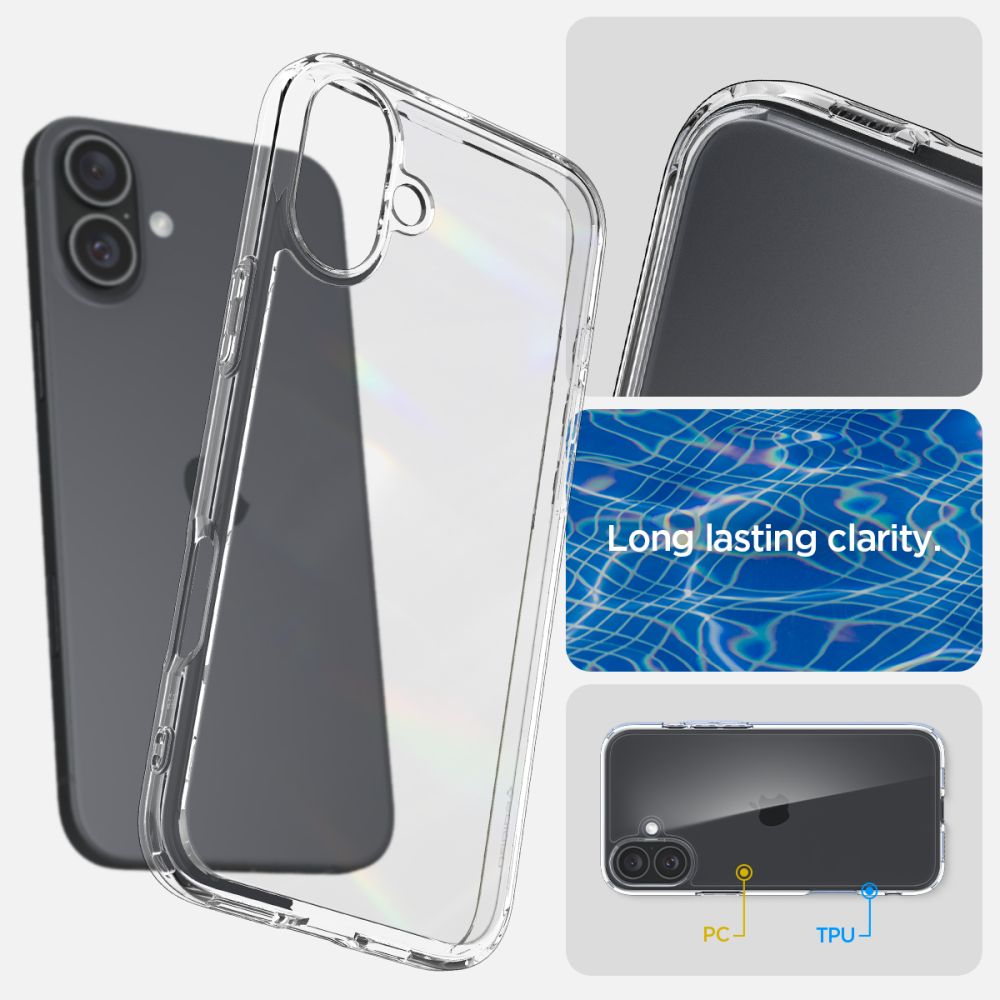 COPERTURA SPIGEN ULTRA HYBRID IPHONE 16 CRYSTAL CLEAR