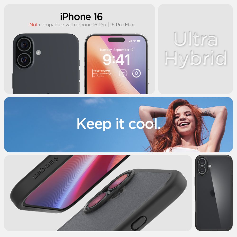 COPERTURA SPIGEN ULTRA HYBRID IPHONE 16 FROST BLACK