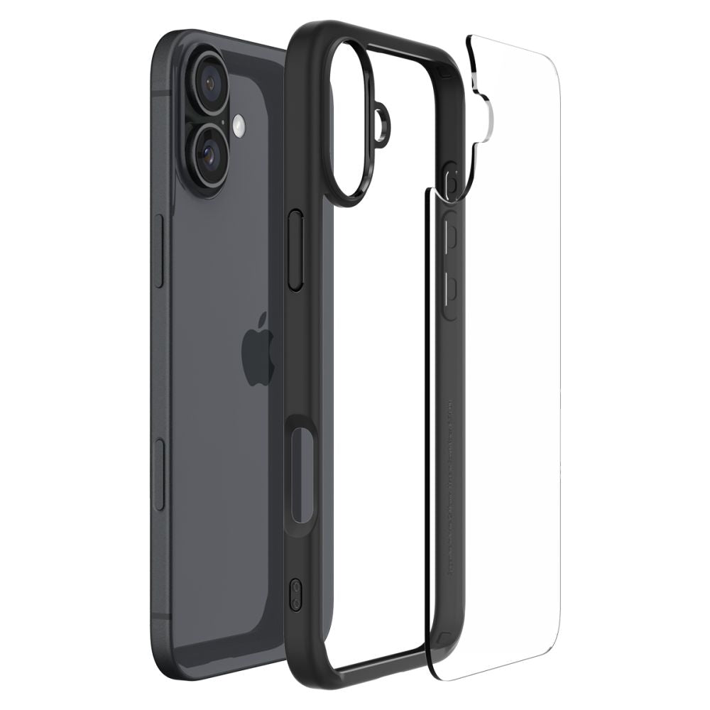 COPERTURA SPIGEN ULTRA HYBRID IPHONE 16 NERO OPACO