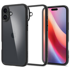 COPERTURA SPIGEN ULTRA HYBRID IPHONE 16 NERO OPACO
