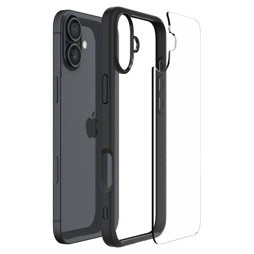 COPERTURA SPIGEN ULTRA HYBRID IPHONE 16 PLUS NERO OPACO