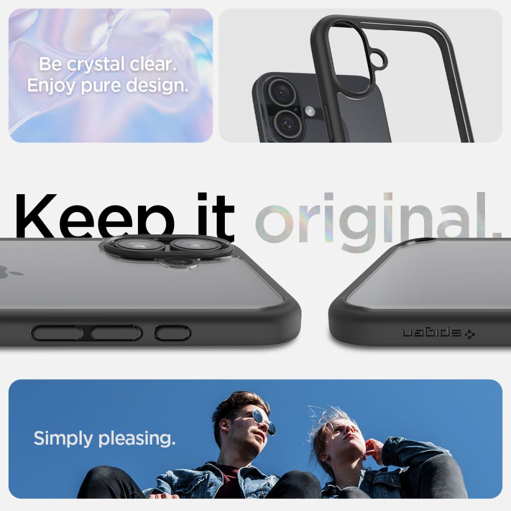 COPERTURA SPIGEN ULTRA HYBRID IPHONE 16 PLUS NERO OPACO