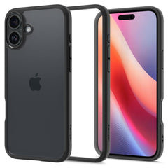 COPERTURA SPIGEN ULTRA HYBRID IPHONE 16 PLUS NERO OPACO