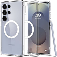 COPERTURA SPIGEN ULTRA HYBRID MAG MAGSAFE GALAXY S25 ULTRA TRASPARENTE/BIANCA