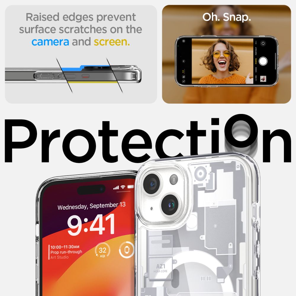 COPERTURA SPIGEN ULTRA HYBRID MAG MAGSAFE IPHONE 15 PLUS ZERO ONE BIANCA