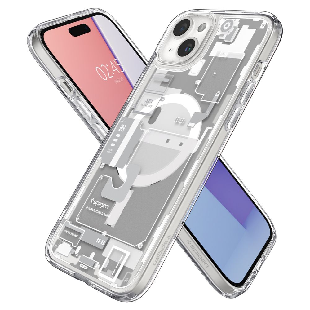 COPERTURA SPIGEN ULTRA HYBRID MAG MAGSAFE IPHONE 15 PLUS ZERO ONE BIANCA