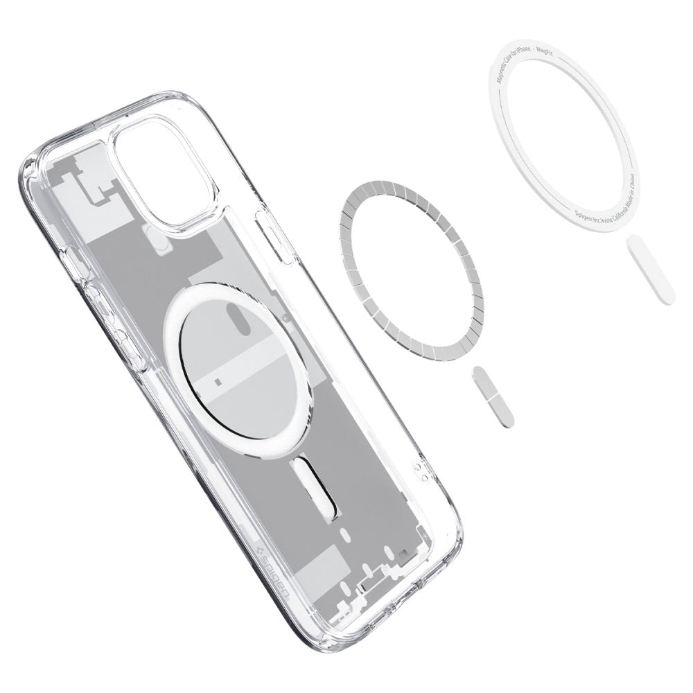 COPERTURA SPIGEN ULTRA HYBRID MAG MAGSAFE IPHONE 15 PLUS ZERO ONE BIANCA