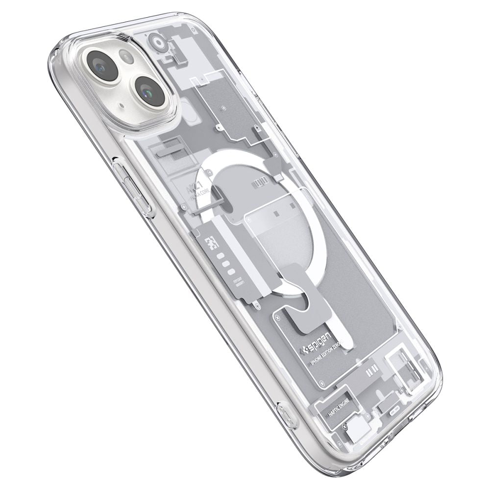 COPERTURA SPIGEN ULTRA HYBRID MAG MAGSAFE IPHONE 15 PLUS ZERO ONE BIANCA