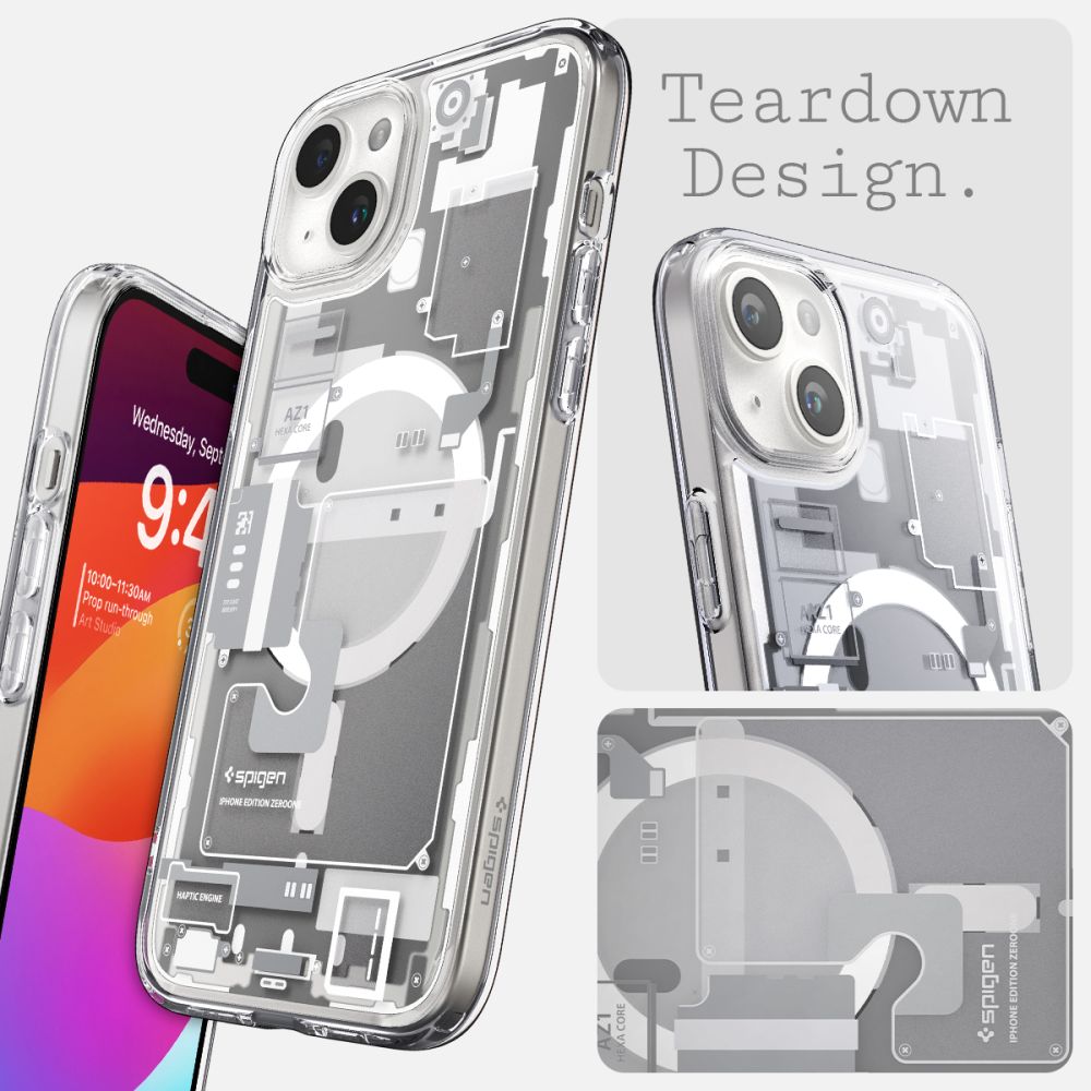 COPERTURA SPIGEN ULTRA HYBRID MAG MAGSAFE IPHONE 15 PLUS ZERO ONE BIANCA