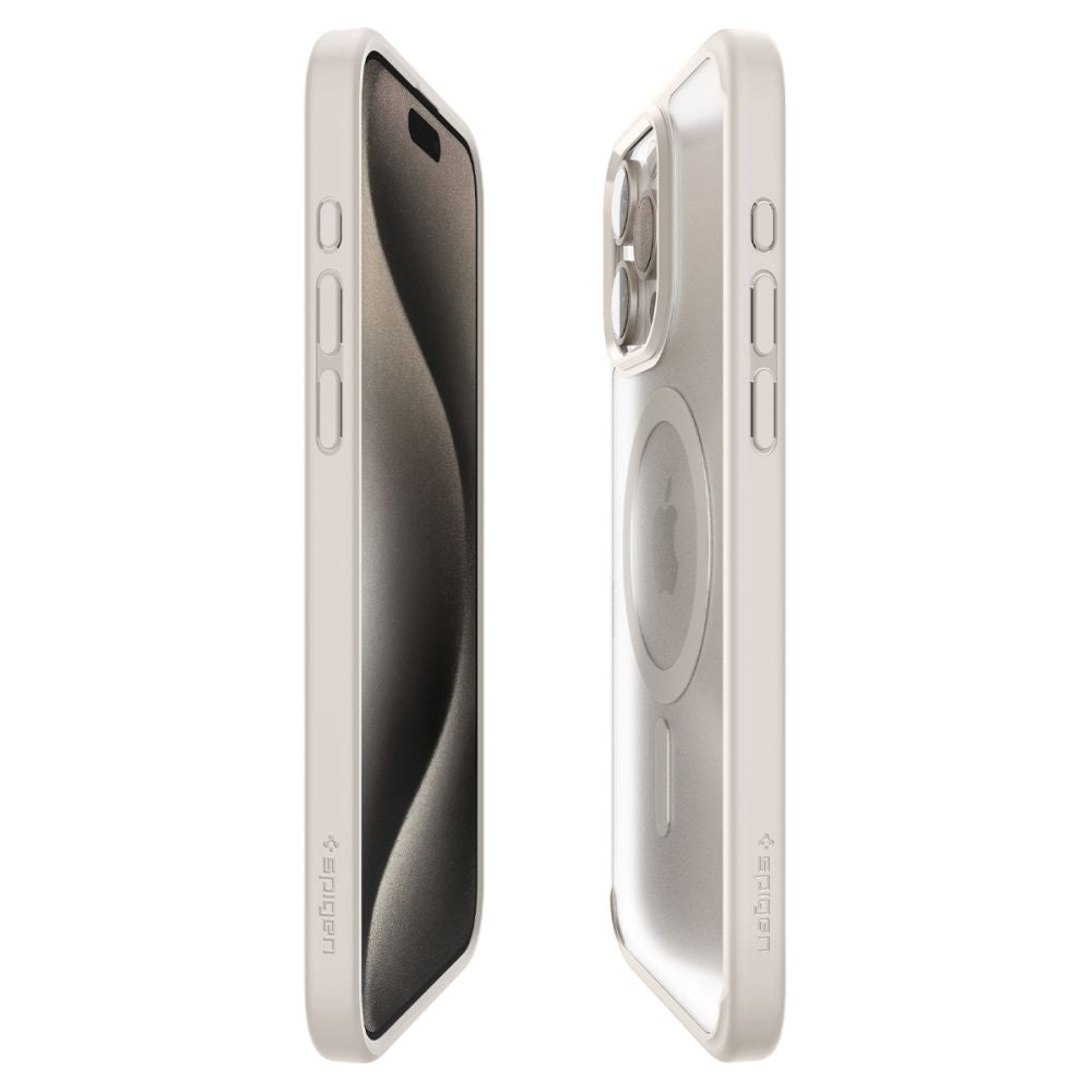 COPERTURA SPIGEN ULTRA HYBRID MAG MAGSAFE IPHONE 15 PRO FROST NATURAL TITANIO