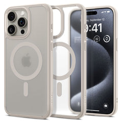 COPERTURA SPIGEN ULTRA HYBRID MAG MAGSAFE IPHONE 15 PRO FROST NATURAL TITANIO