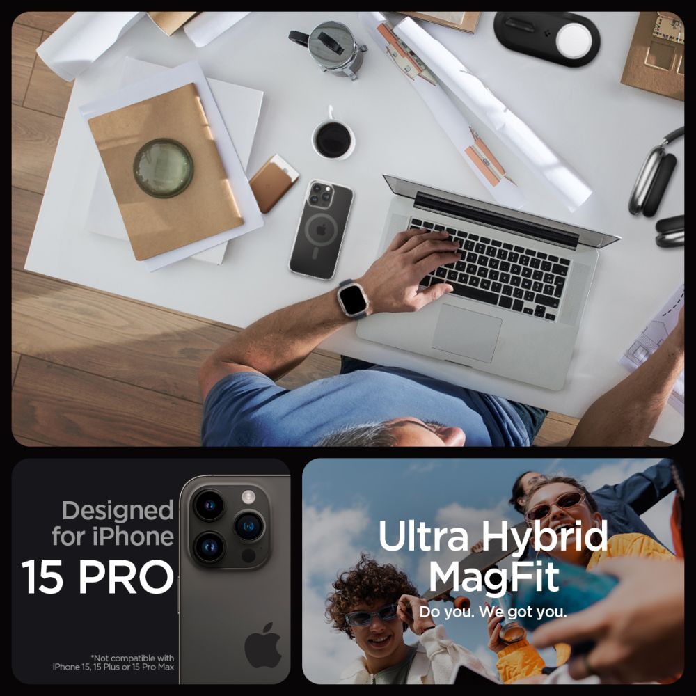 COPERTURA SPIGEN ULTRA HYBRID MAG MAGSAFE IPHONE 15 PRO GRAPHITE