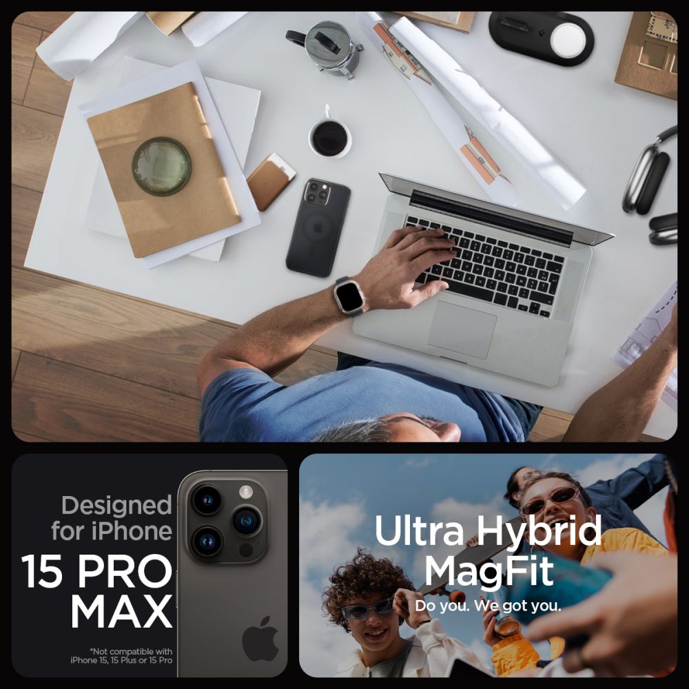 COPERTURA SPIGEN ULTRA HYBRID MAG MAGSAFE IPHONE 15 PRO MAX FROST BLACK