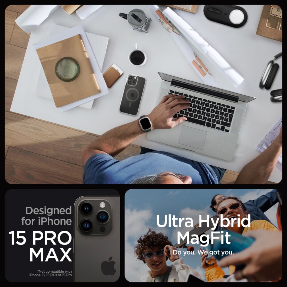 COPERTURA SPIGEN ULTRA HYBRID MAG MAGSAFE IPHONE 15 PRO MAX GRAFITE