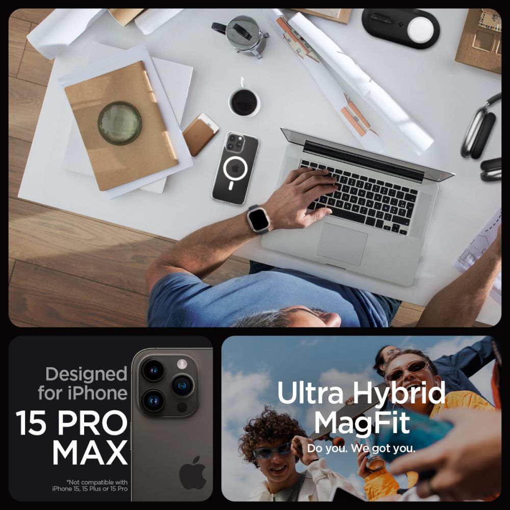 COPERTURA SPIGEN ULTRA HYBRID MAG MAGSAFE IPHONE 15 PRO MAX BIANCA