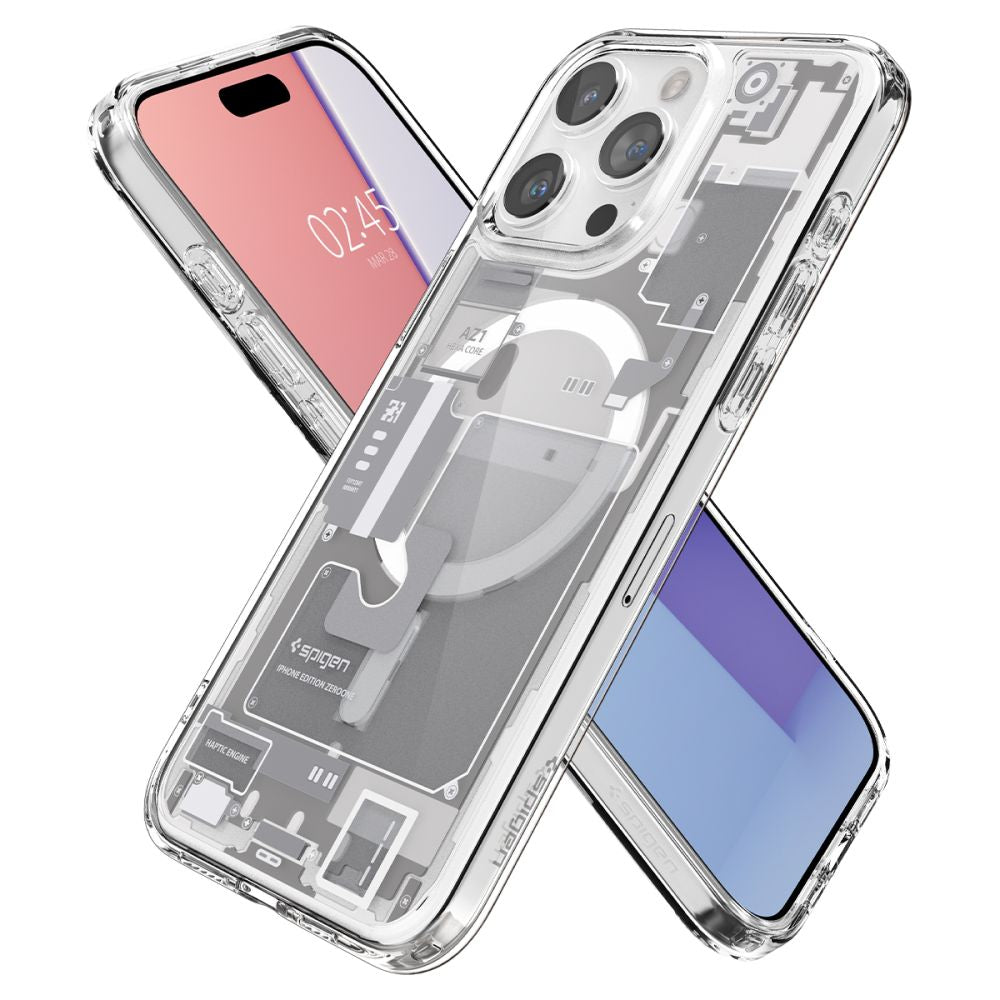 COPERTURA SPIGEN ULTRA HYBRID MAG MAGSAFE IPHONE 15 PRO ZERO ONE BIANCA