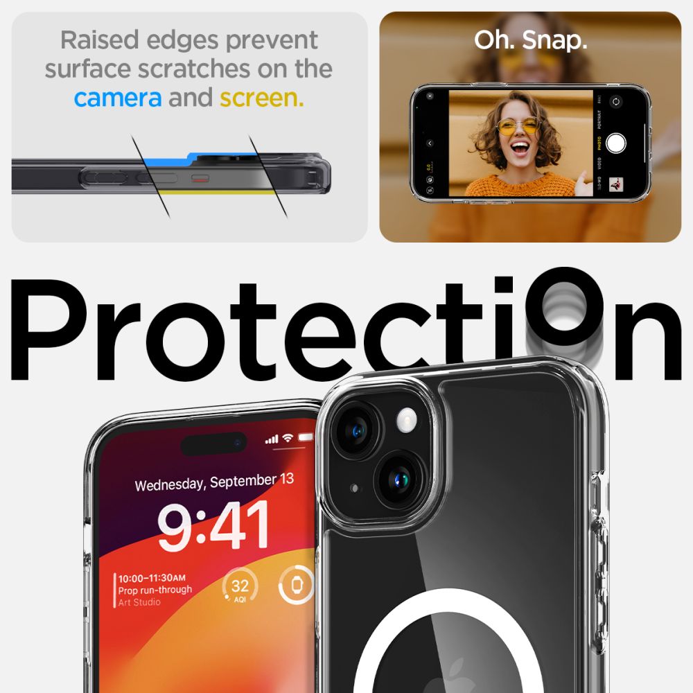COPERTURA SPIGEN ULTRA HYBRID MAG MAGSAFE IPHONE 15 BIANCA