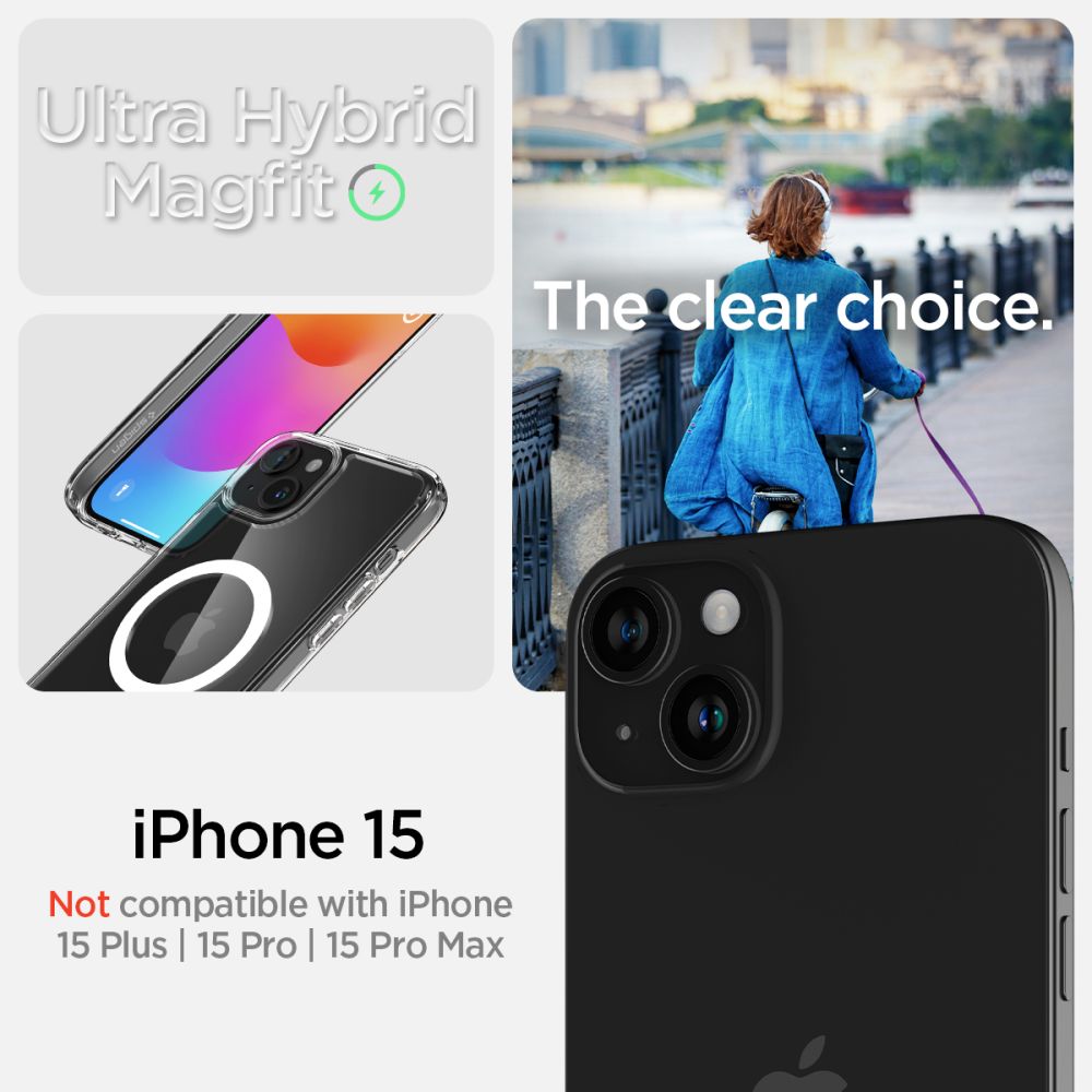 COPERTURA SPIGEN ULTRA HYBRID MAG MAGSAFE IPHONE 15 BIANCA