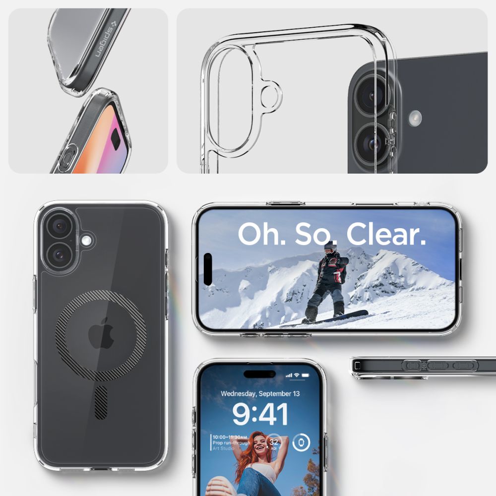 COPERTURA SPIGEN ULTRA HYBRID MAG MAGSAFE IPHONE 16 FIBRA DI CARBONIO