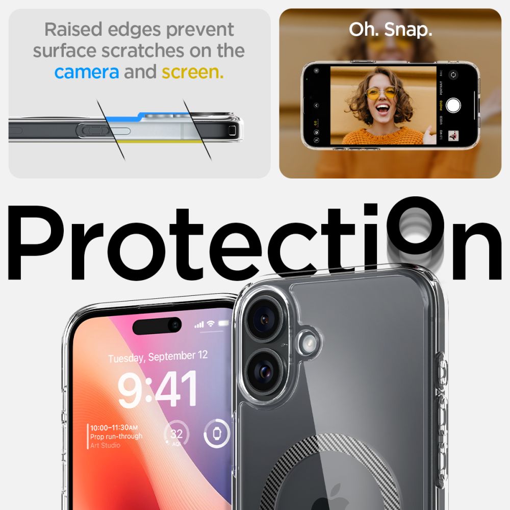 COPERTURA SPIGEN ULTRA HYBRID MAG MAGSAFE IPHONE 16 FIBRA DI CARBONIO