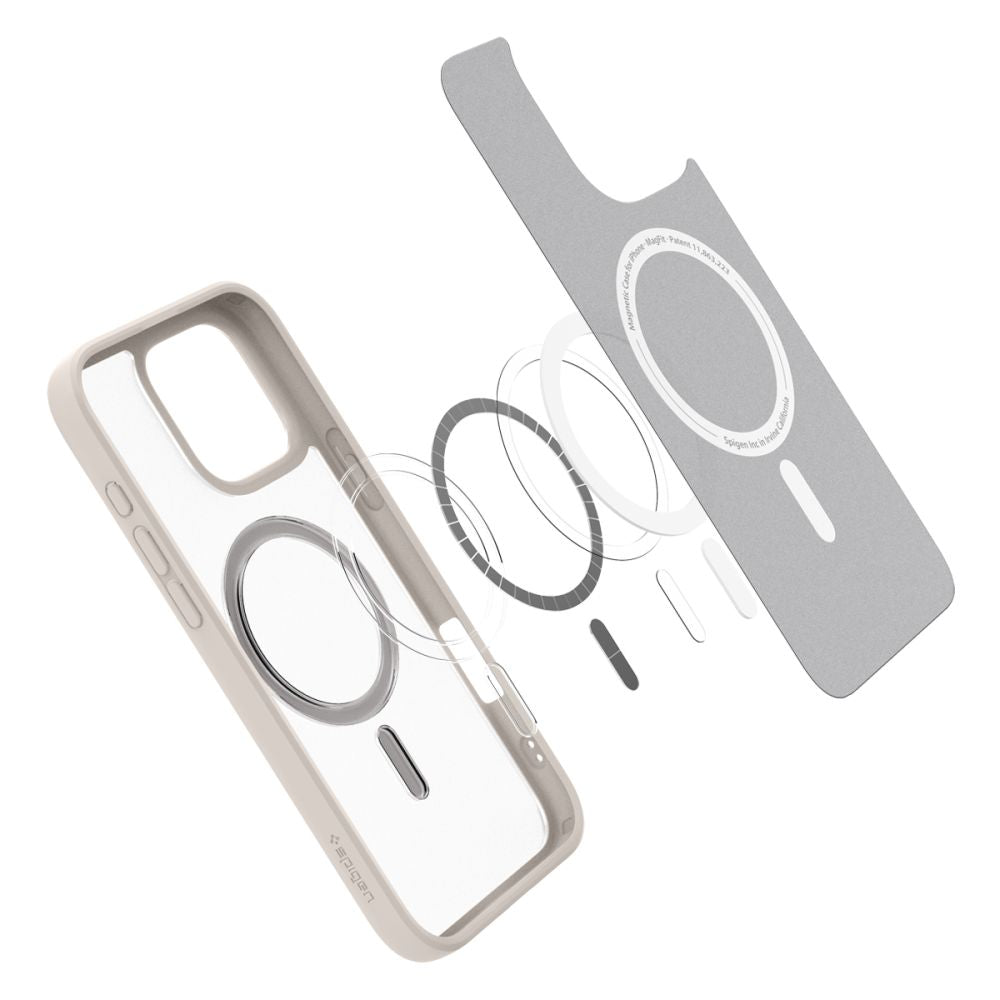 COPERTURA SPIGEN ULTRA HYBRID MAG MAGSAFE IPHONE 16 PRO MAX FROST NATURAL TITANIO