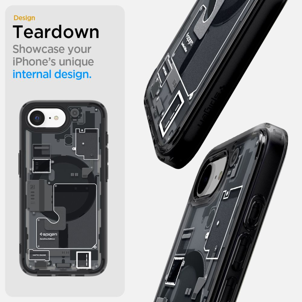 COPERTURA SPIGEN ULTRA HYBRID MAG MAGSAFE IPHONE 16E ZERO ONE NERA