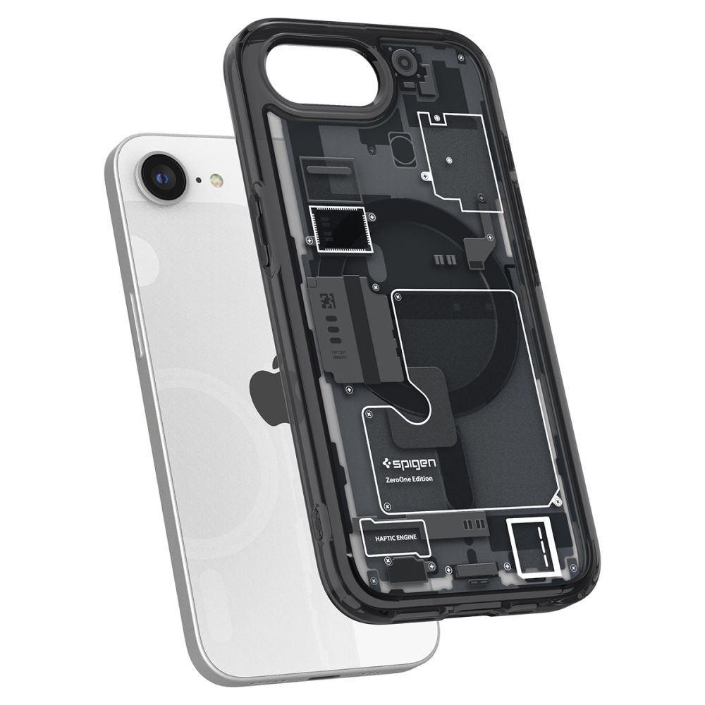 COPERTURA SPIGEN ULTRA HYBRID MAG MAGSAFE IPHONE 16E ZERO ONE NERA
