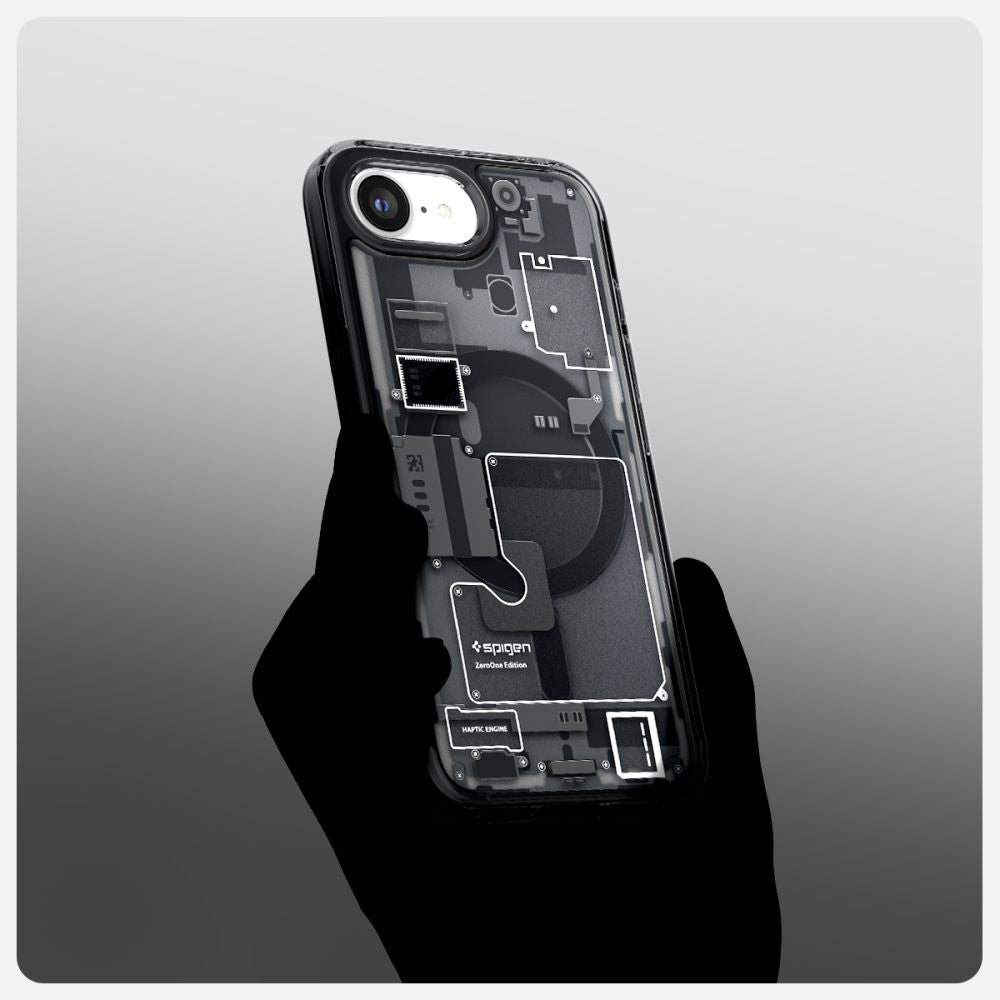 COPERTURA SPIGEN ULTRA HYBRID MAG MAGSAFE IPHONE 16E ZERO ONE NERA