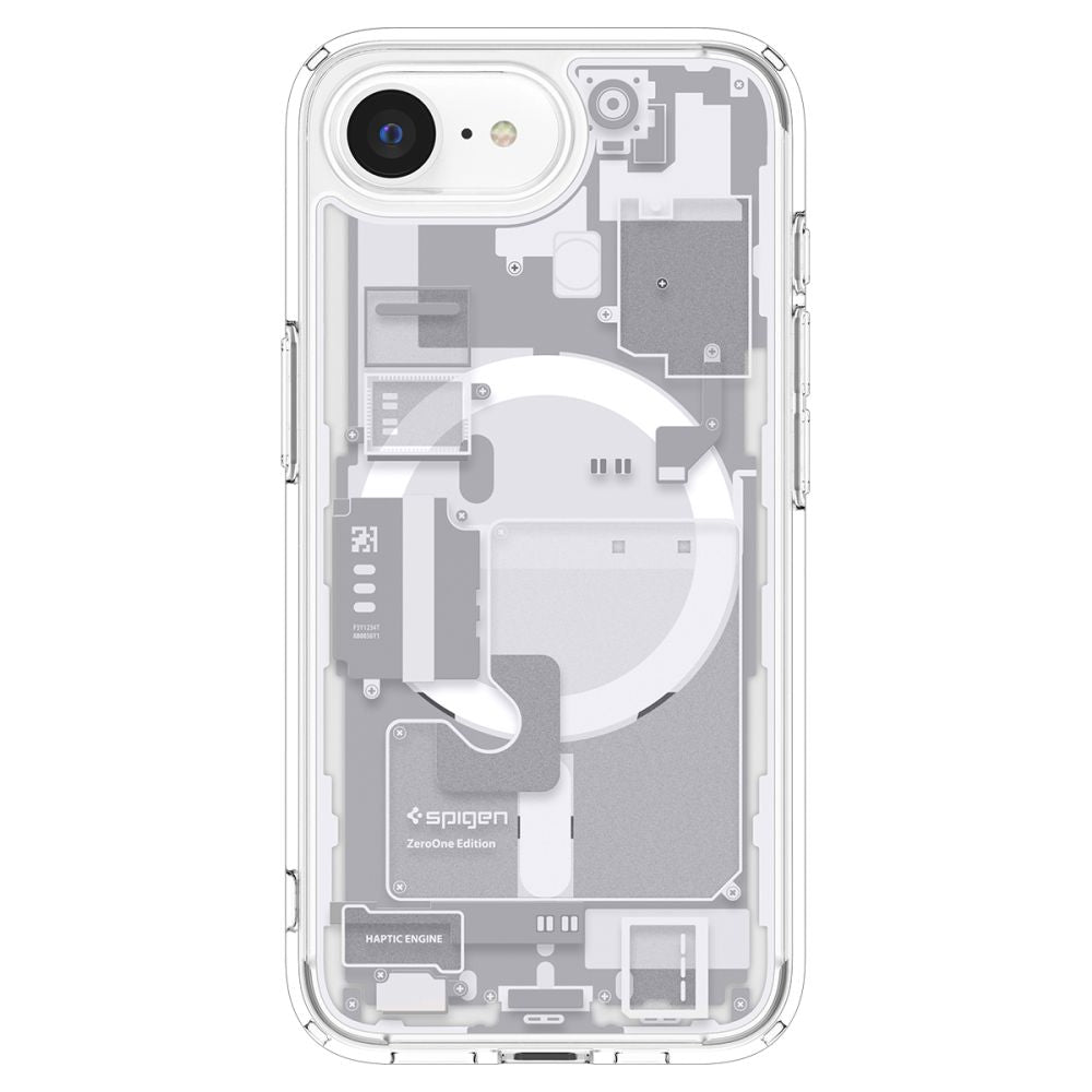 COPERTURA SPIGEN ULTRA HYBRID MAG MAGSAFE IPHONE 16E ZERO ONE BIANCA