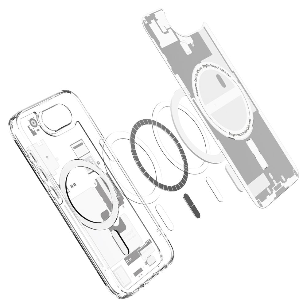 COPERTURA SPIGEN ULTRA HYBRID MAG MAGSAFE IPHONE 16E ZERO ONE BIANCA