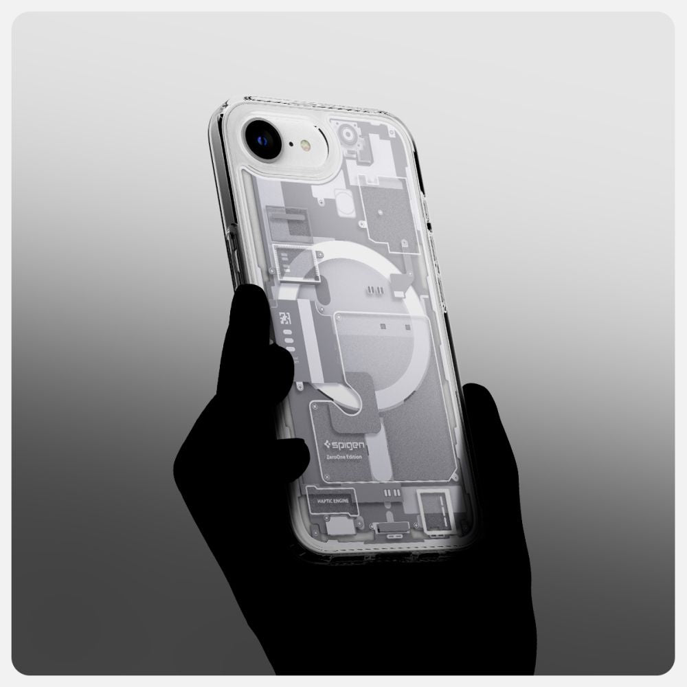 COPERTURA SPIGEN ULTRA HYBRID MAG MAGSAFE IPHONE 16E ZERO ONE BIANCA