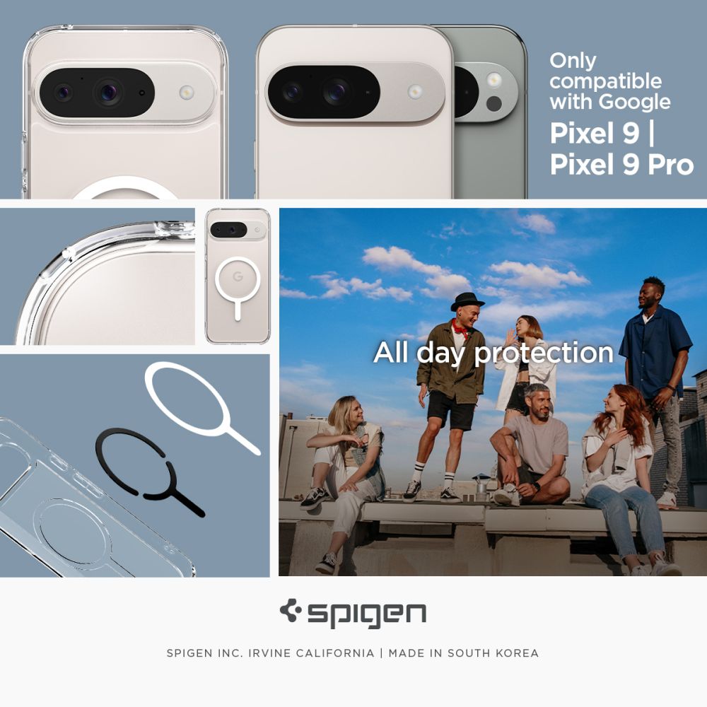 COPERTURA SPIGEN ULTRA HYBRID ONETAP RING MAGSAFE GOOGLE PIXEL 9 PRO BIANCA